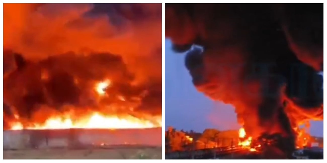 Goods Train Catches Fire