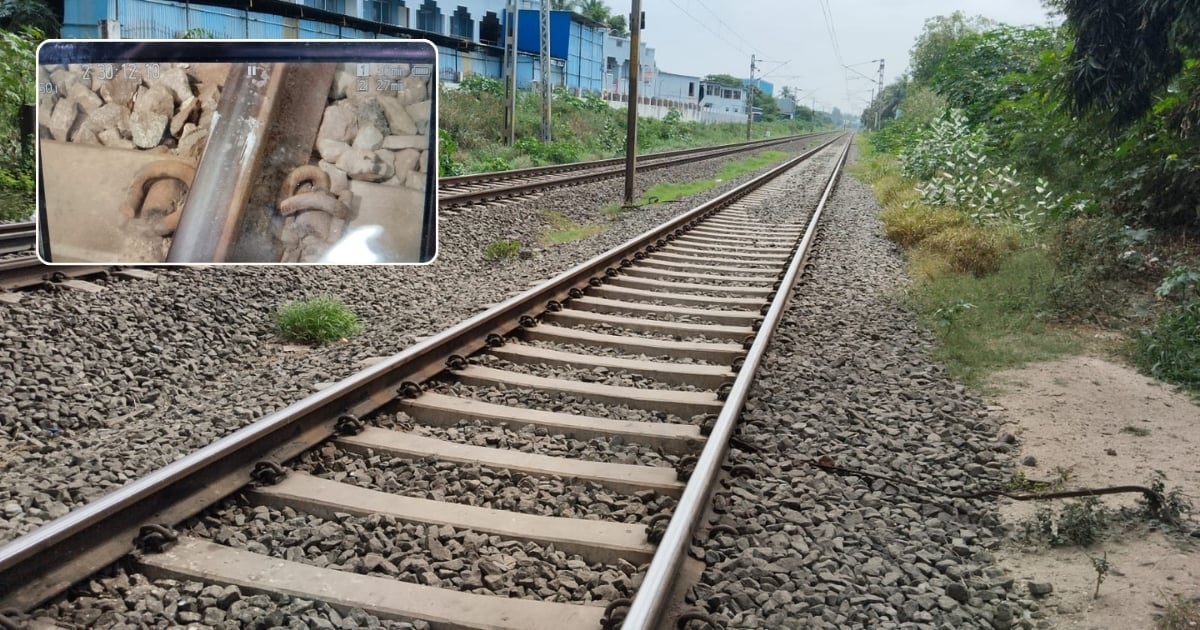 Stone on railway tracks in Coimbatore