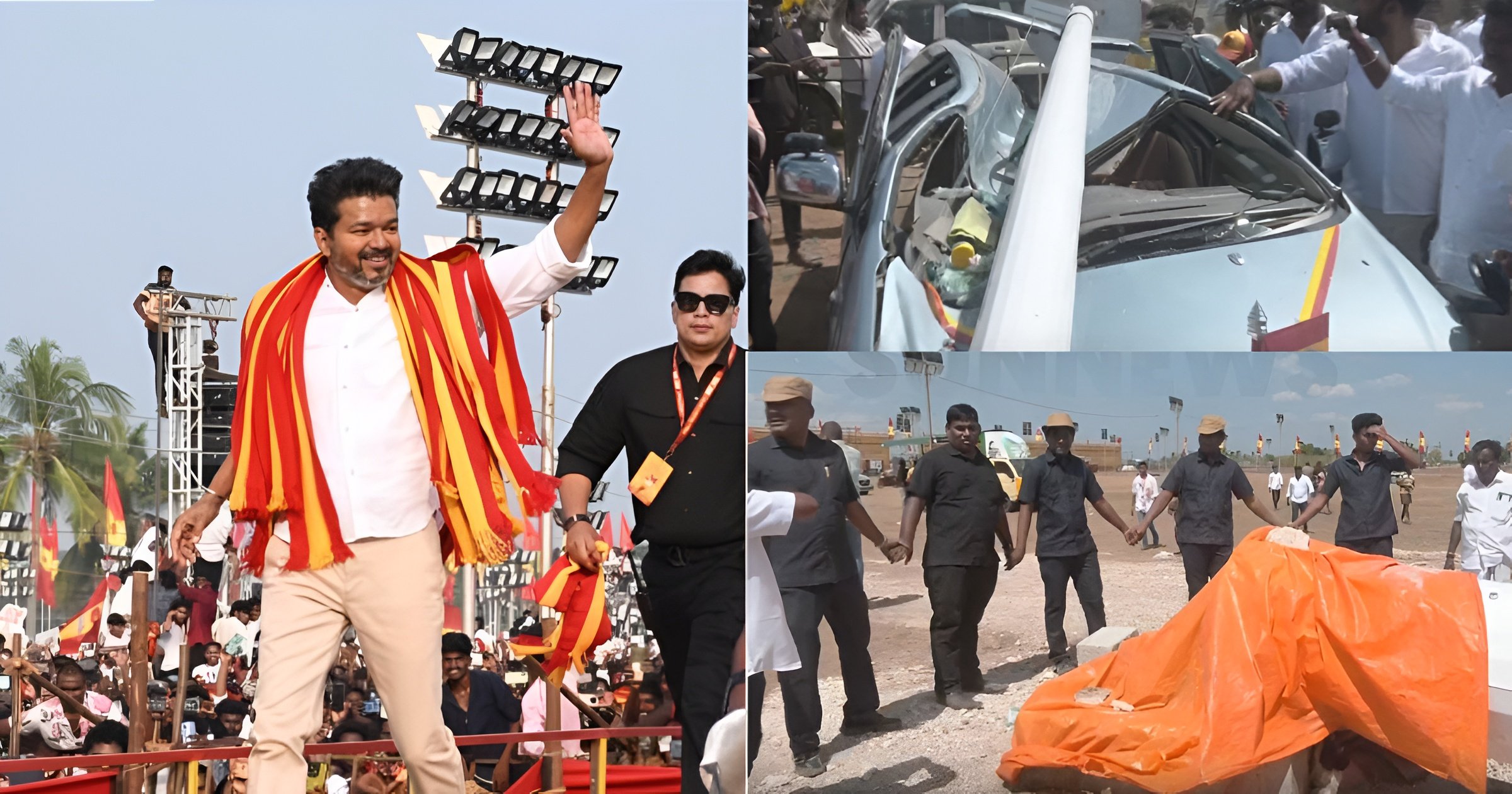 100 feet flagpole collapses at Vijay conference