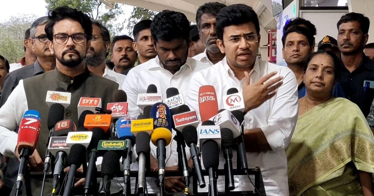 Tejaswi Surya asks who threw the shoe at Vijay
