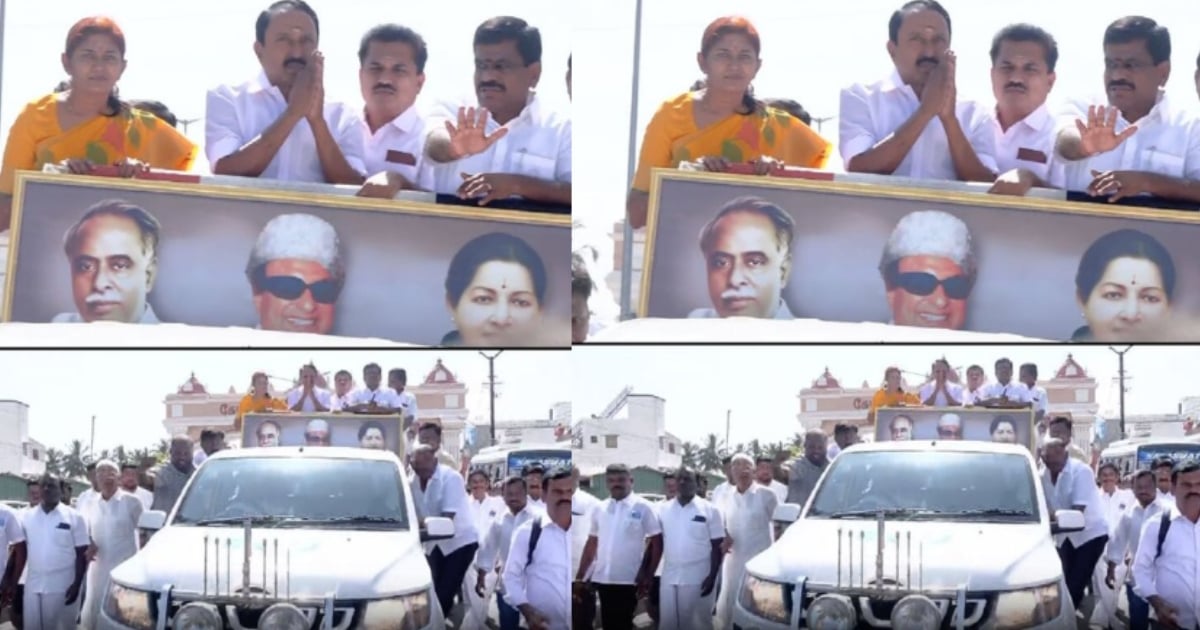 Sengottaiyan arrived in an open vehicle
