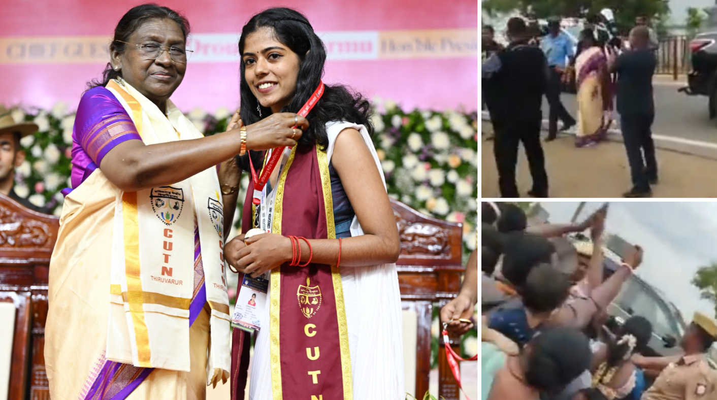 Droupadi Murmu met children on the way of airport