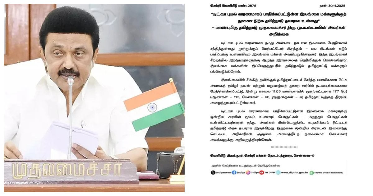 Ditwah Srilanka Tamil Nadu