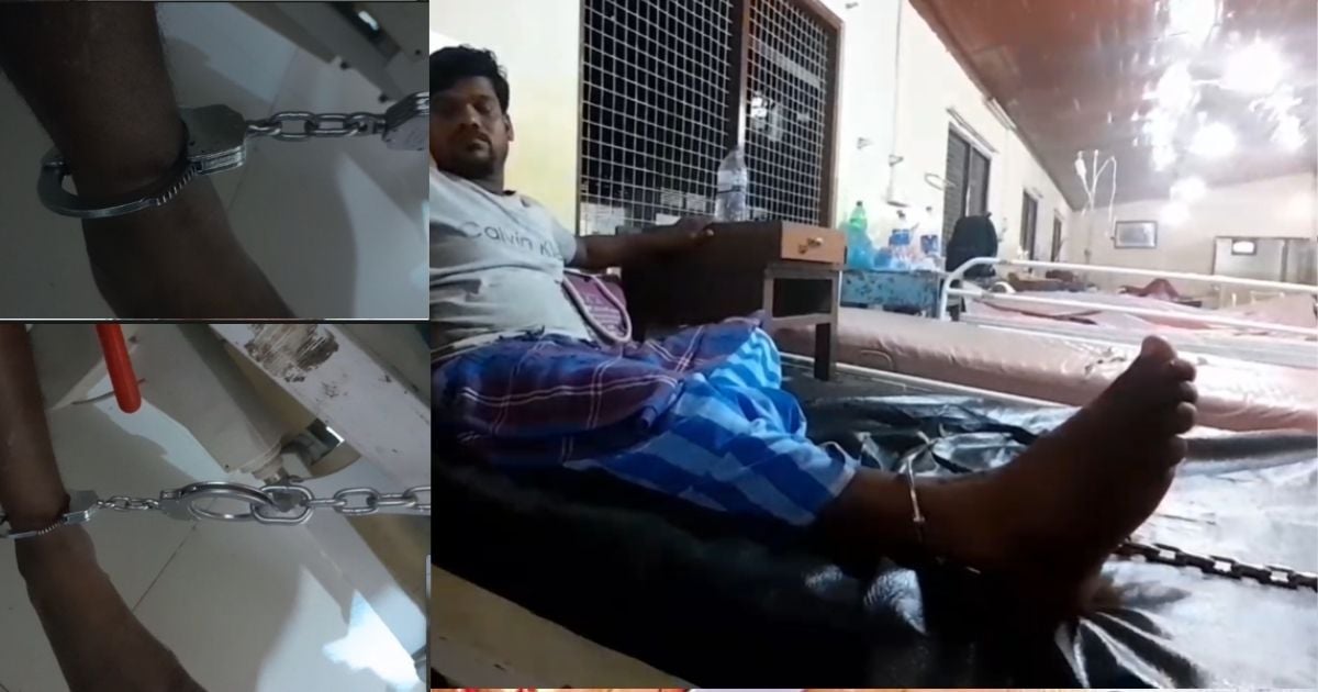 Handcuffs for arrested Tamil Nadu fishermen