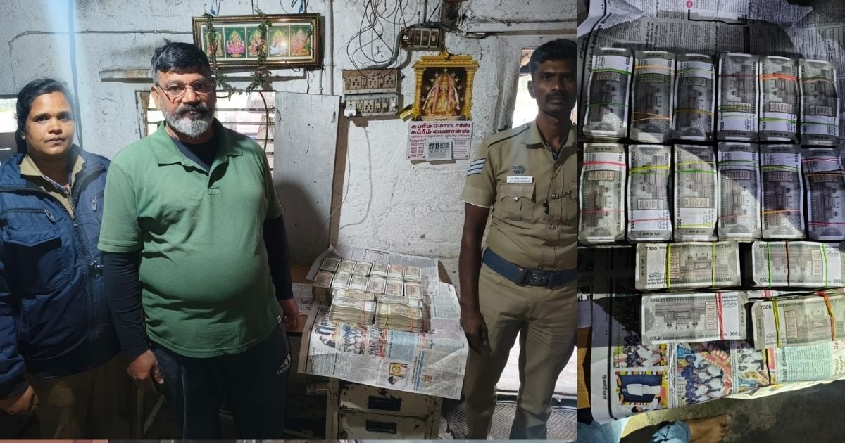 Cash seized from a two-wheeler rider on the Tamil Nadu-Kerala border