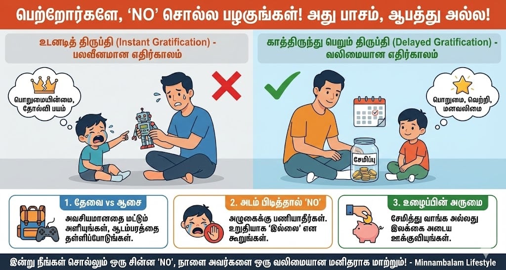 parenting tips importance of saying no instant gratification vs delayed gratification tamil