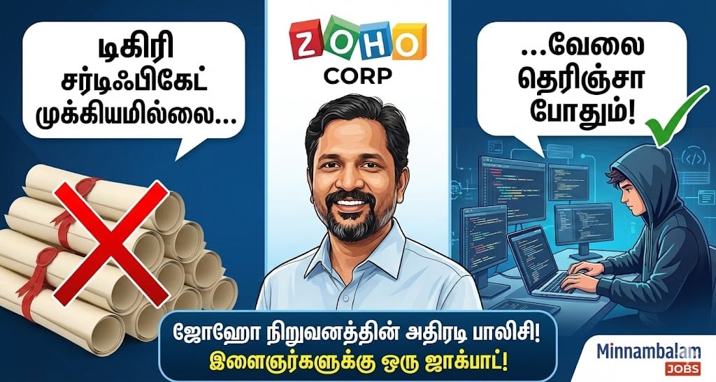 zoho hiring process skill over degree sridhar vembu tech jobs tamil