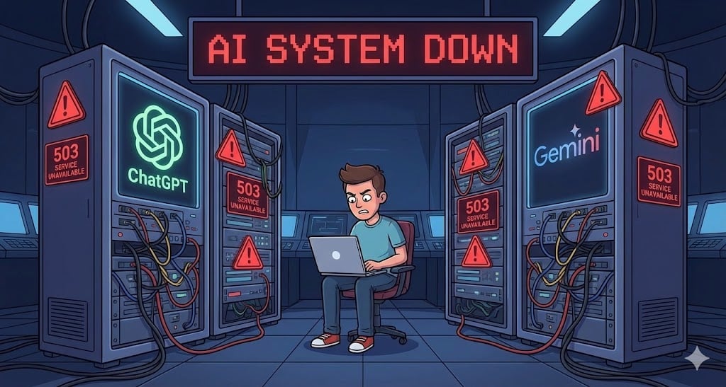 chatgpt and gemini outage yesterday world tech disruption unusual activity error explained