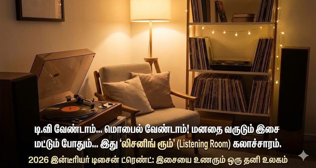 minnambalam.com - Santhosh Raj Saravanan - listening rooms interior design trend 2026 vinyl records audiophile spaces tamil