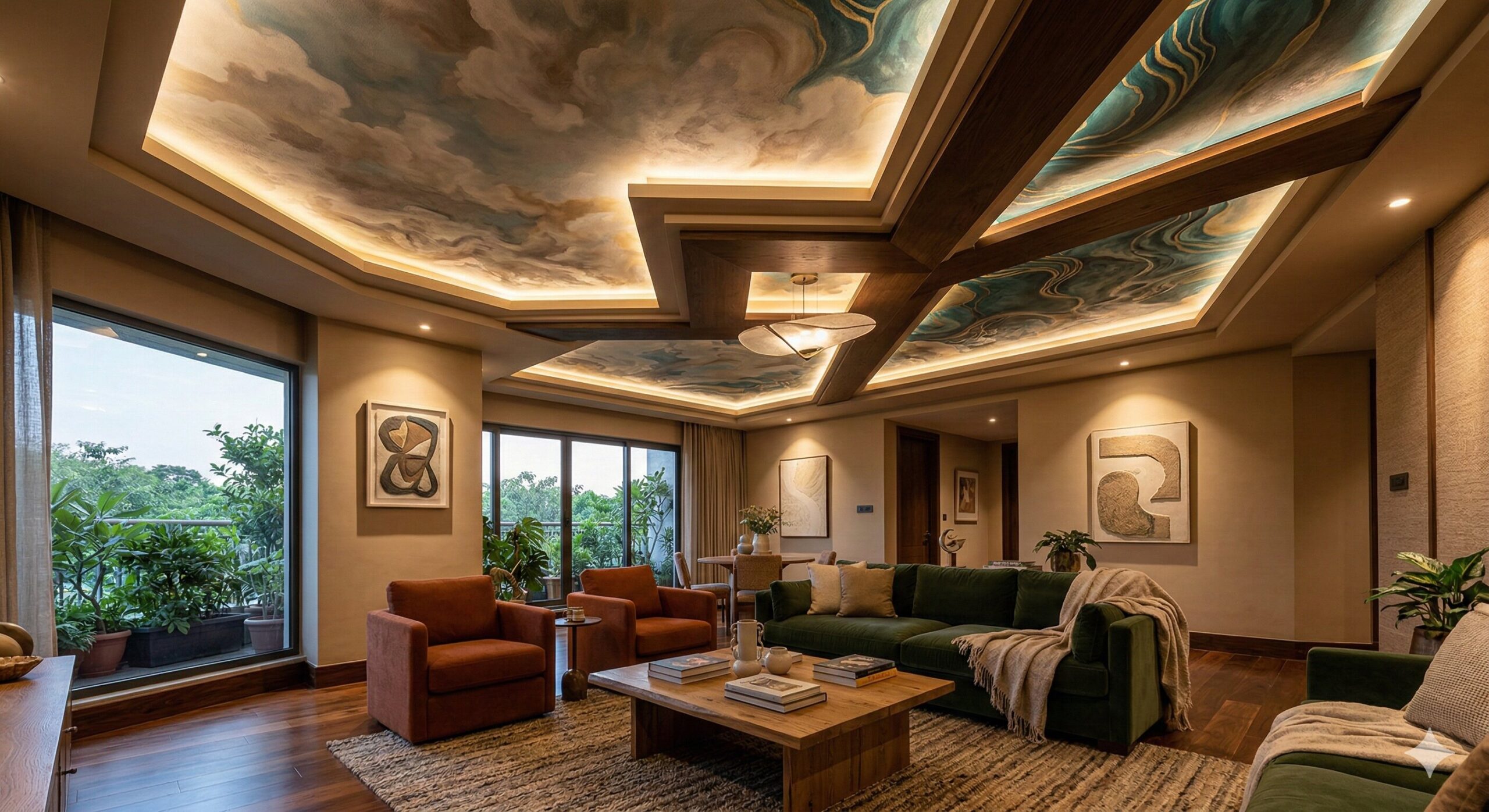 interior design fifth wall trend ceiling murals 3d textures 2026