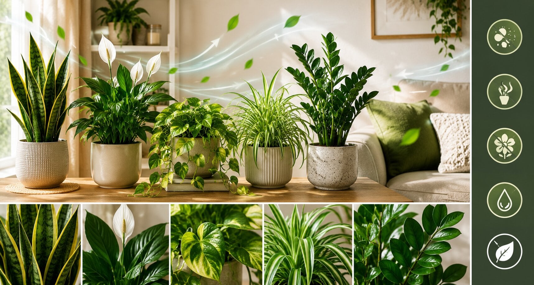 top 5 cheap plants that act as Air Purifier improve indoor air quality nasa approved