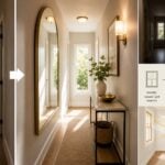 strategic mirror placement to bounce natural light into dark narrow hallways