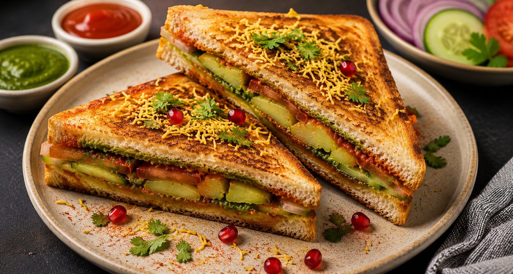 how to make street style bombay vegetable sandwich recipe