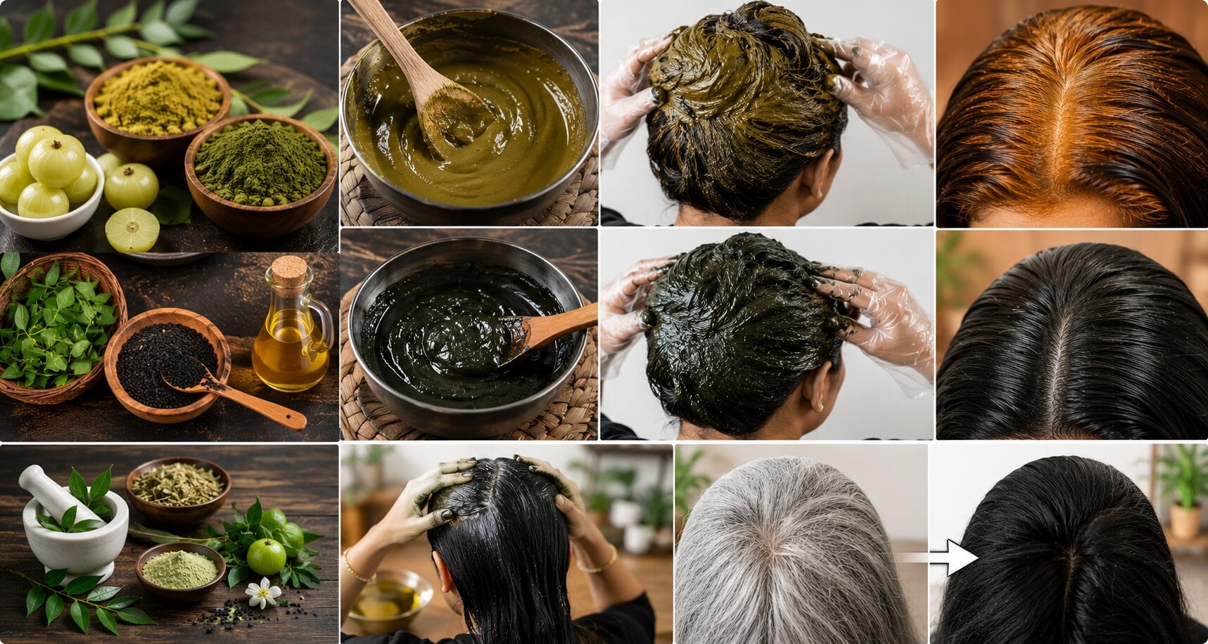 how to turn your grey hair black naturally henna indigo guide