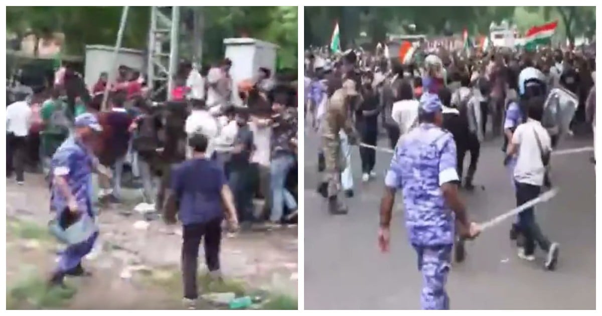 VIDEO: 'கரப்பான் பூச்சிகள்’ மீது டெல்லி போலீஸ் தடியடி! Police Lathi-Charge on 'Cockroach Janta Party' Protestors Over NEET Issues