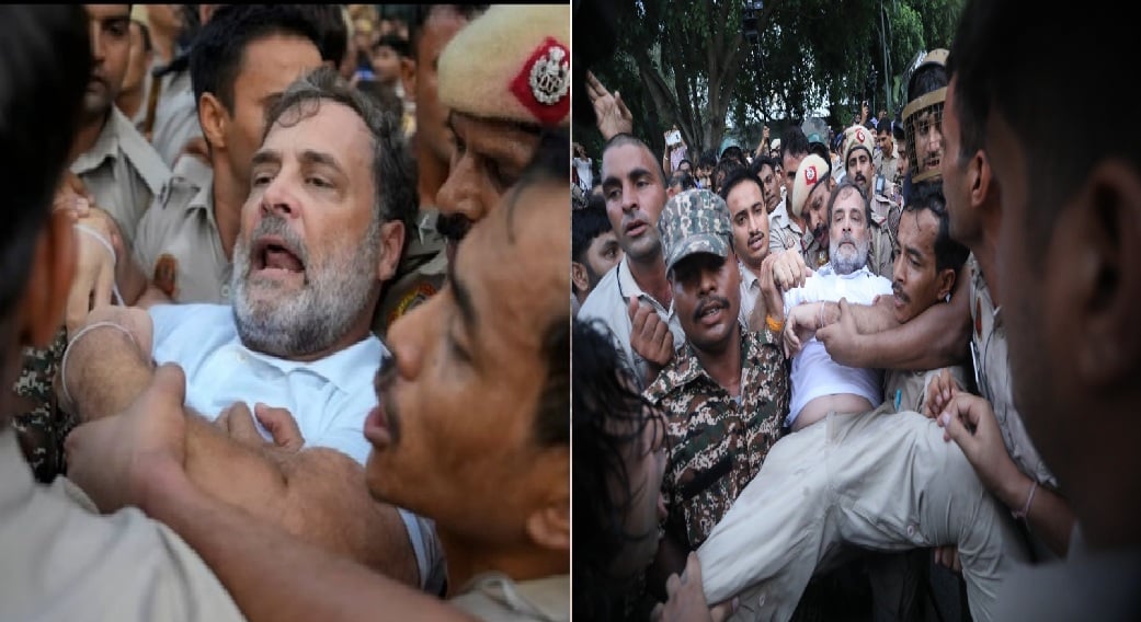ராகுல் காந்தி குண்டுகட்டாக கைது! மூக்கில் ரத்தக் கசிவு - கொந்தளித்த ஆதரவாளர்கள் rahul gandhi arrested delhi neet protest
