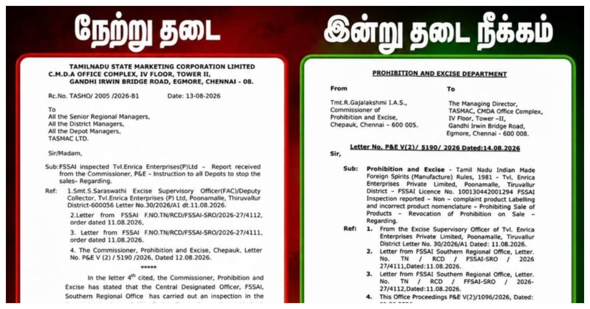 Why Was the Ban on 11 Varieties of TASMAC Liquor Suddenly Cancelled? AIADMK Questions