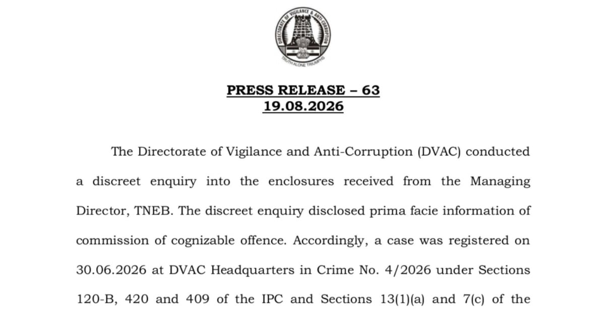 TNEB Irregularities: DVAC Conducts Raids at 60 Locations Across Tamil Nadu
