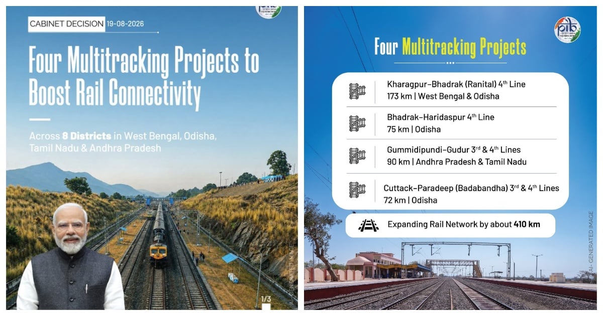 Union Cabinet Approves Rs 9,450 Crore Railway Projects for 4 States Including Tamil Nadu