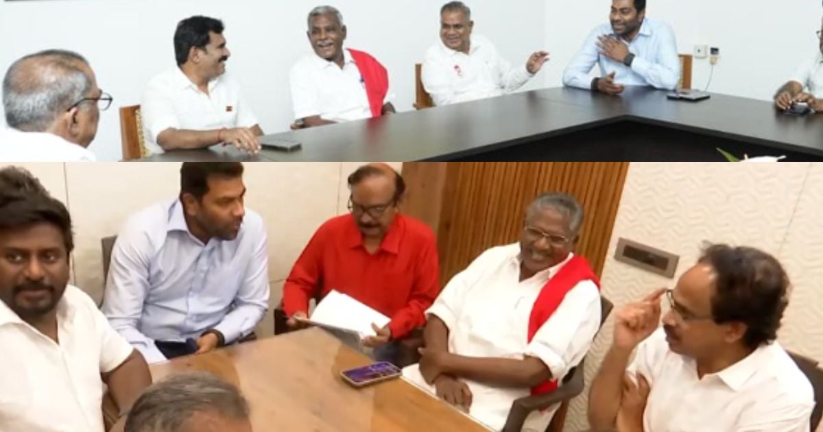 கம்யூனிஸ்ட் தலைவர்களை சந்தித்த தவெக அமைச்சர்கள் - காரணம் என்ன? tvk ministers cpm office