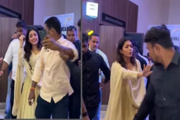 rashmika mandanna's security push away fan