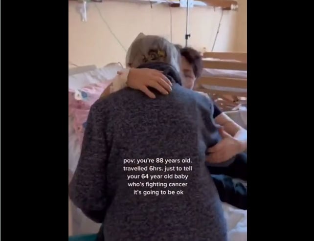 elderly woman travels 6 hours to visit 64 year old daughter