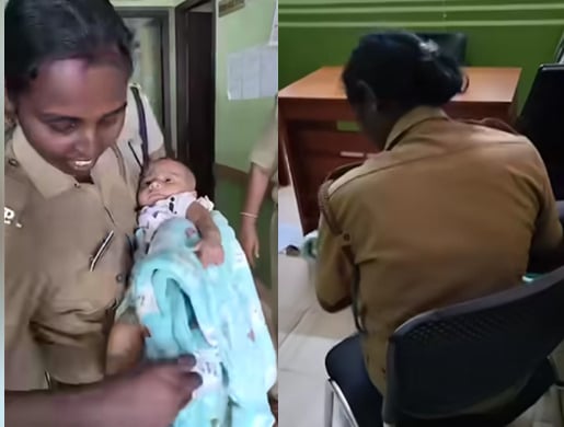 kerala women police breastfeeds child
