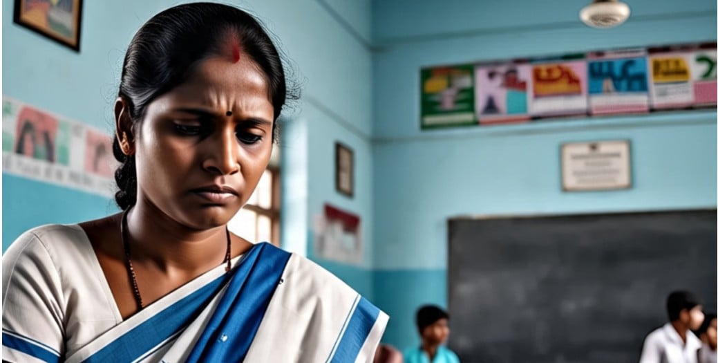 Government school teacher who hit female students with slippers