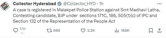 Case filed against BJP candidate Madhavi Latha - Do you know why?