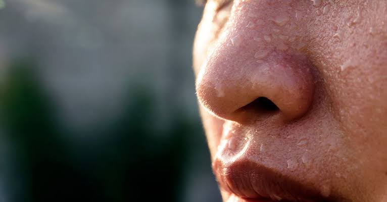 What is the solution for sweat on the face?