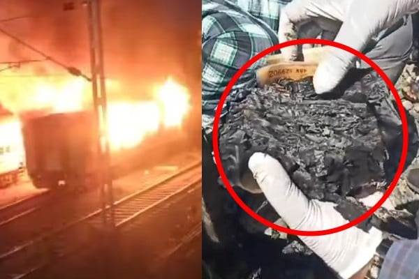 500 rupees notes were burnt inside madurai train